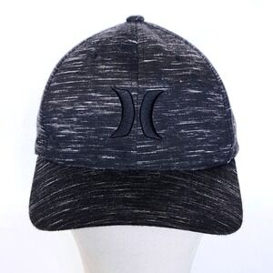 Hurley FlexFit Hat Baseball Cap Heather Black Gray‎ Fitted S/M Yupoong